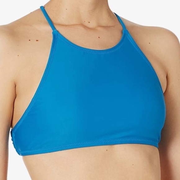 Volcom Blue Simply Solid High Neck Swim Bikini Top - Picture 1 of 8